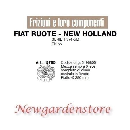 Clutch mechanism tractor series TN 65 4 cylinder FIAT NEW HOLLAND 15795 280mm | NewgardenAgri.com