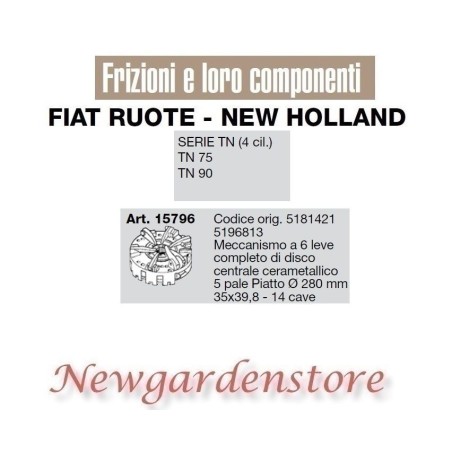 Clutch mechanism tractor series TN 75 90 4 cylinder FIAT NEW HOLLAND 15796 | NewgardenAgri.com