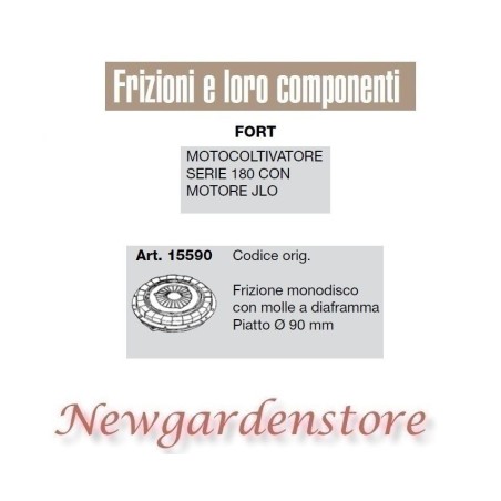 Frizione monodisco 15590 motocoltivatore serie 180 motore compatibile JLO FORT | NewgardenAgri.com