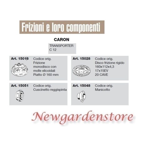 Embrayage monodisque douille de roulement disque compatible CARON TRANSPORTEUR C12 | NewgardenAgri.com