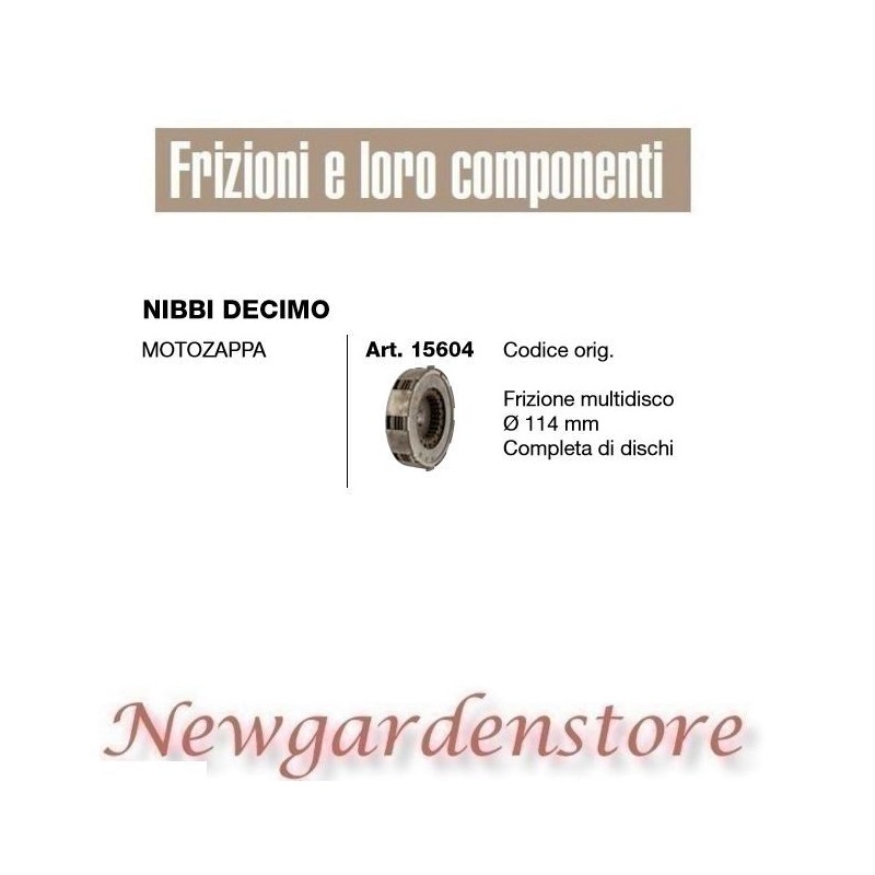 Frizione multidisco 114mm motozappa compatibile NIBBI DECIMO 15604