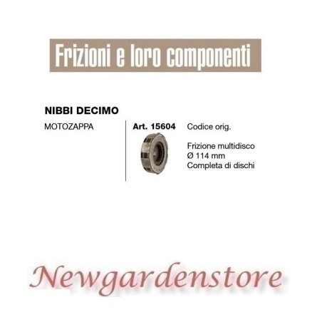 Embrague multidisco rotocultivador 114mm compatible NIBBI DECIMO 15604 | NewgardenAgri.com