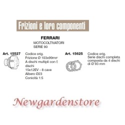 Frizione serie dischi compatibile FERRARI motocoltivatore serie 90 15527 15625 | NewgardenAgri.com