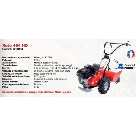 ROTO 404 HD SERIES PUBERT tracteur à pied avec moteur R 180 OHV 179 cc | NewgardenAgri.com