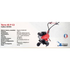 TERRO 45 P C2 SERIE PUBERT houe rotative avec moteur PUBERT R 180 OHV 179 cc | NewgardenAgri.com