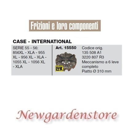 Mecanismo 6 palancas 15550 tractor CASE INTERNATIONAL serie 55 56 856 955 310mm | NewgardenAgri.com