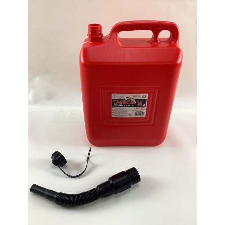 Tanica carburante e olio rossa 10 lt con tubo prolunga codice 004652 | NewgardenAgri.com