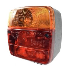 Left rear light for tractor and trailer, 3 square lights with license plate light | NewgardenAgri.com