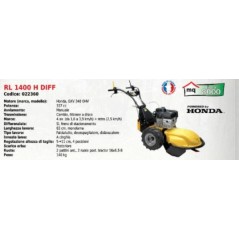 ROQUESETLECOEUR RL1400H DIFF 63 cm avec moteur HONDA GXV 340 OHV 337 cc | NewgardenAgri.com