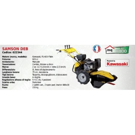 ROQUESETLECOEUR SAMSON DEB 75 cm jauge de poussée avec moteur KAWASAKI FS 481V Twin 603cc | NewgardenAgri.com