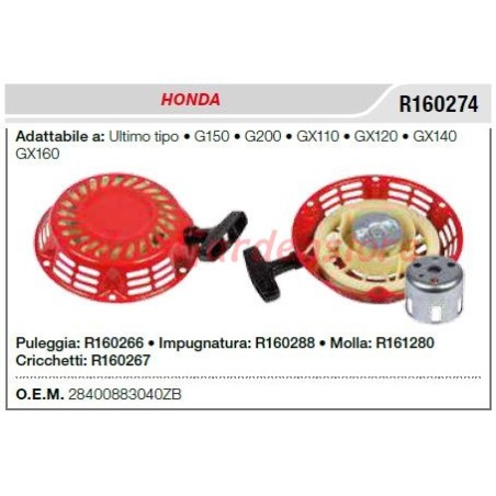 Avviamento HONDA motocoltivatore G150 200 GX110 120 140 160 ultimo tipo 28400883040ZB | NewgardenAgri.com