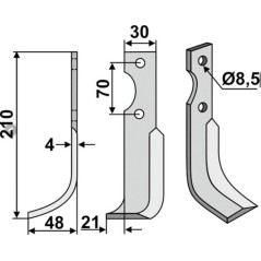 Motor cultivator hoe blade tiller 350-680 350-681 AGRIA dx sx 210mm | NewgardenAgri.com