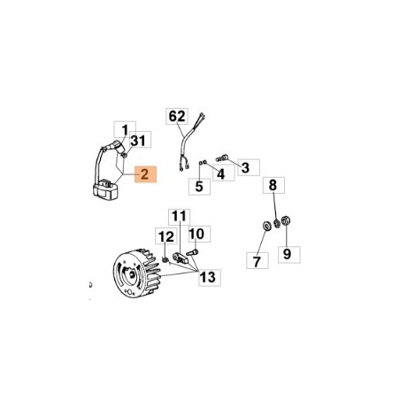 Bobina motobomba modelos SC150 SC180 SC23 301000379R OLEOMAC | NewgardenAgri.com