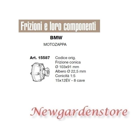 Frizione conica compatibile motozappa BMW 103x91 8cave 15x12EV 15587 | NewgardenAgri.com