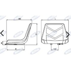 Asiento autoflotante con anchura de guía 485mm para tractor agrícola