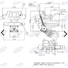 Asiento envolvente económico con suspensión regulable para tractor agrícola 12615