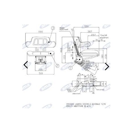 Economic wrap-around seat with adjustable suspension for agricultural tractor 12615