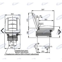 Asiento compacto con suspensión mecánica para tractor agrícola AMA | NewgardenAgri.com