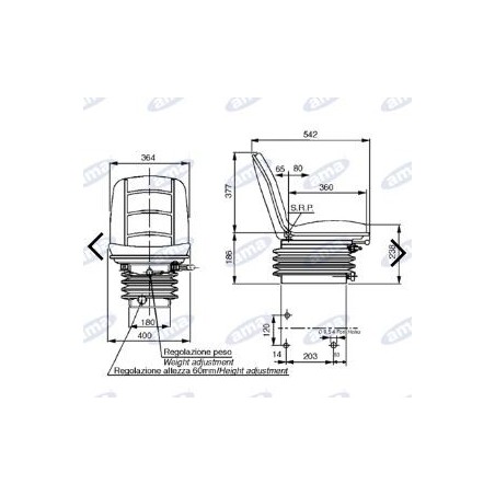 Asiento compacto con suspensión mecánica para tractor agrícola AMA