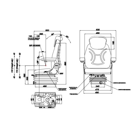 GRAMMER asiento suspensión mecánica pvc negro para tractor agrícola