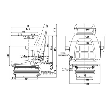 Siège à suspension pneumatique COBO pour tracteur agricole