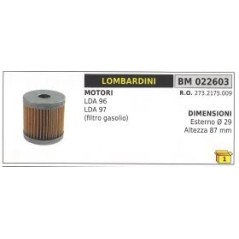 Filtro de combustible LOMBARDINI LDA96 LDA97 motocultor 273.2175.009 | NewgardenAgri.com