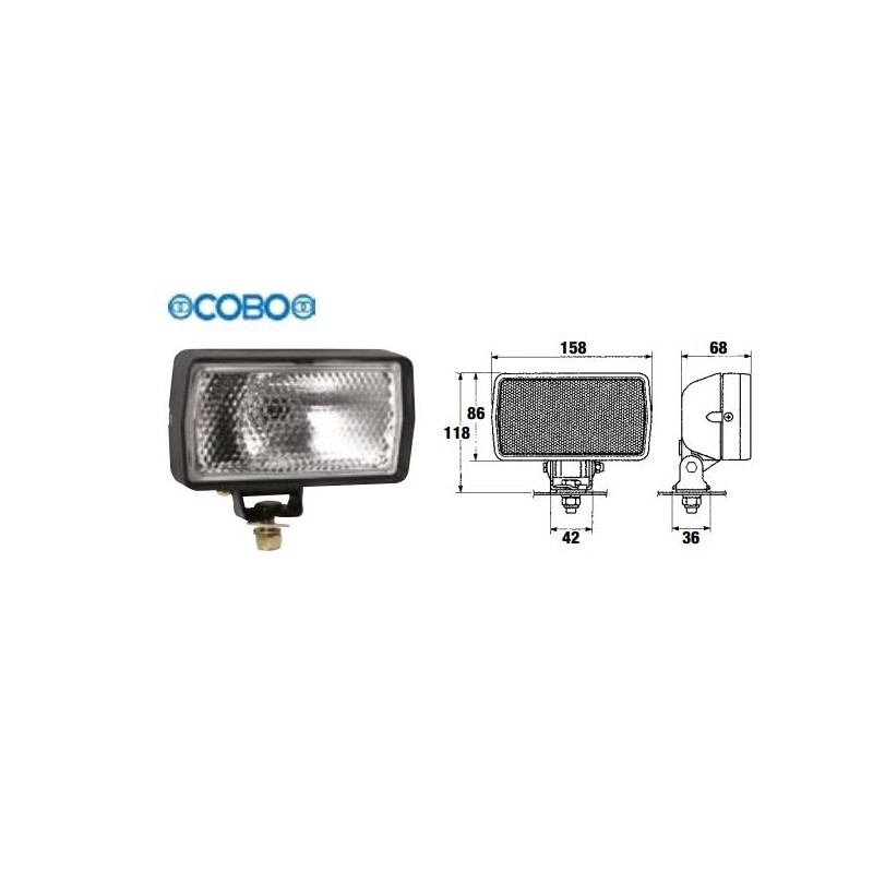 Faro de trabajo y accesorio con articulación y bastidor para tractor agrícola COBO