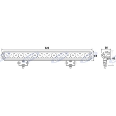 Barre lumineuse à LED 12-28V 54W 4050LM 536x58mm 18 LED machine agricole automotrice