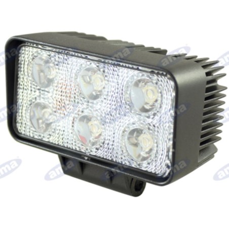 Phare de travail 110x60mm 6 LED 10-30V 18W 1080LM câblé 40-60cm machine agricole | NewgardenAgri.com