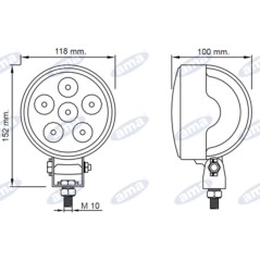 Faro lavoro a LED 12-28V 18W 1350LM 118x154,5mm 6 LED IP67 macchina agricola | NewgardenAgri.com