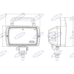 Faro lavoro alogeno 168x100mm macchina agricola con maniglia staffa orientabile | NewgardenAgri.com