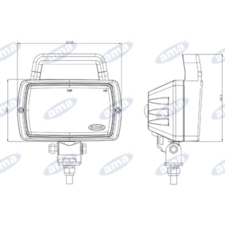 Halogen worklight 168x100mm agricultural machine with handle swivel bracket