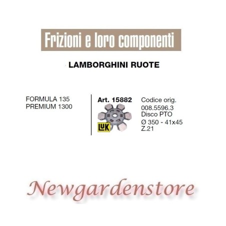 Zapfwellenscheibe 41x45 Traktor LAMBORGHINI 15882 Formula 135 Premium 1300 Z21 350mm | NewgardenAgri.com