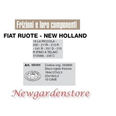 Clutch hard plate compatible 200 211R 21R 241R 220C FIAT NEW HOLLAND 15101 | NewgardenAgri.com