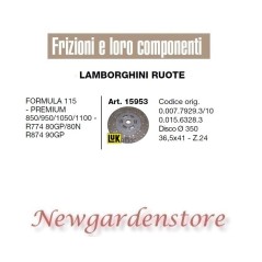 Disco para tractor 15953 LAMBORGHINI 350mm Formula 115 Premium 850 950 1050 1100 | NewgardenAgri.com