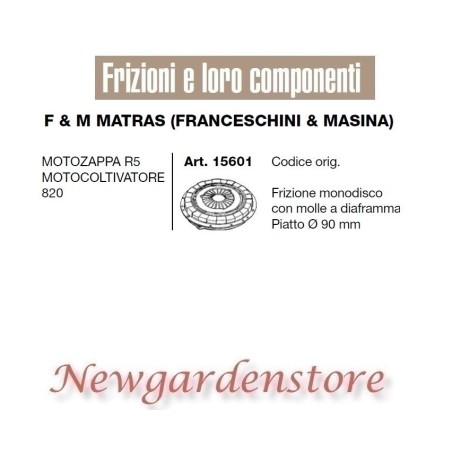 Frizione 15601 90mm motozappa R5 motocoltivatore 820 compatibile F&M MATRAS | NewgardenAgri.com