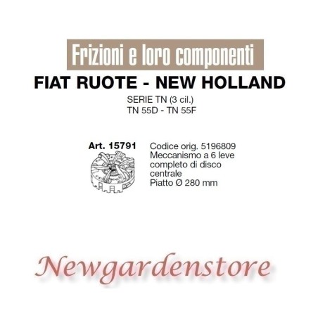 6-lever clutch tractor series TN 55 D F FIAT NEW HOLLAND 15791 280mm 5196809 | NewgardenAgri.com