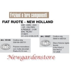 Kupplungsscheibe FIAT WHEELS NEW HOLLAND 25R 25RS 25CI 15149 15027 kompatibel 311 | NewgardenAgri.com