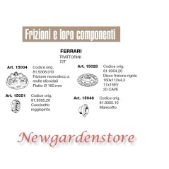 Frizione disco manicotto cuscinetto TRATTORINO 72T FERRARI 15004 15028 15051 | NewgardenAgri.com