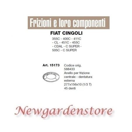 Anello frizione di sterzo 15173 45 denti trattore FIAT CINGOLI 355C 400 411 451 | NewgardenAgri.com