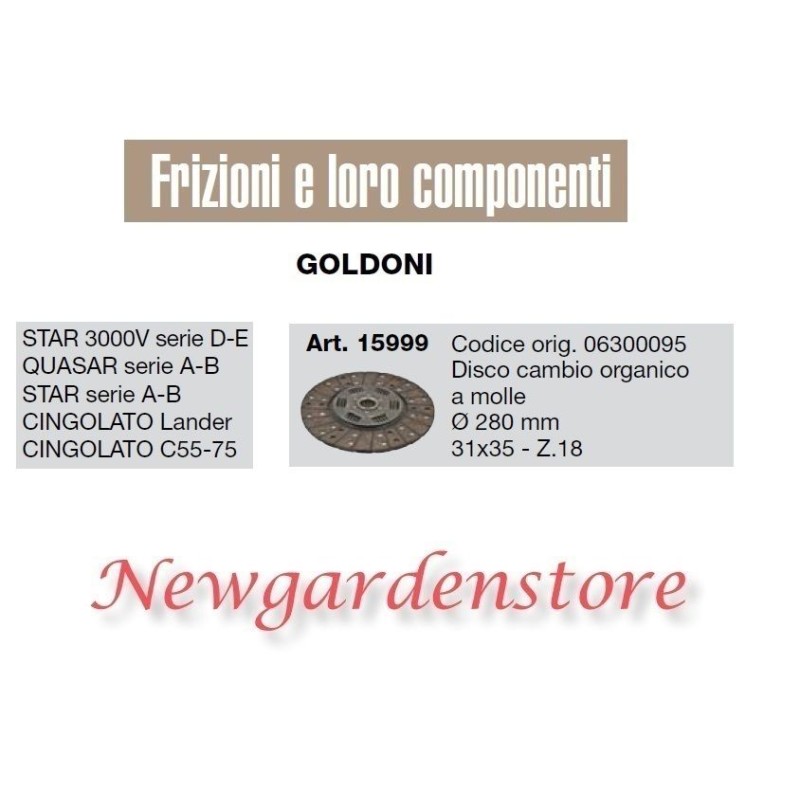 Disco cambio 15999 frizione trattore GOLDONI STAR QUASAR CINGOLATO 31x35 Z18