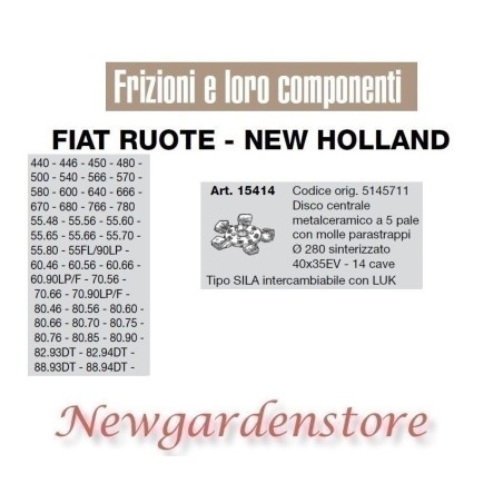 5-Messer-Mittelscheibe 40x35EV 440 450 566 680 82.93 15414 FIAT NEW HOLLAND LUK | NewgardenAgri.com