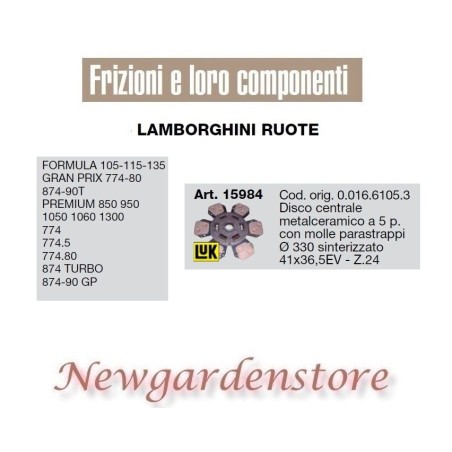 disque central 5 lames Z2415984 LAMBORGHINI Formula Premium 874 Turbo GP tracteur | NewgardenAgri.com