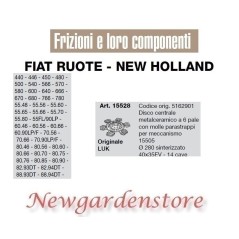 Central clutch disc 15505 440 450 566 680 82.93 15528 FIAT NEW HOLLAND LUK | NewgardenAgri.com