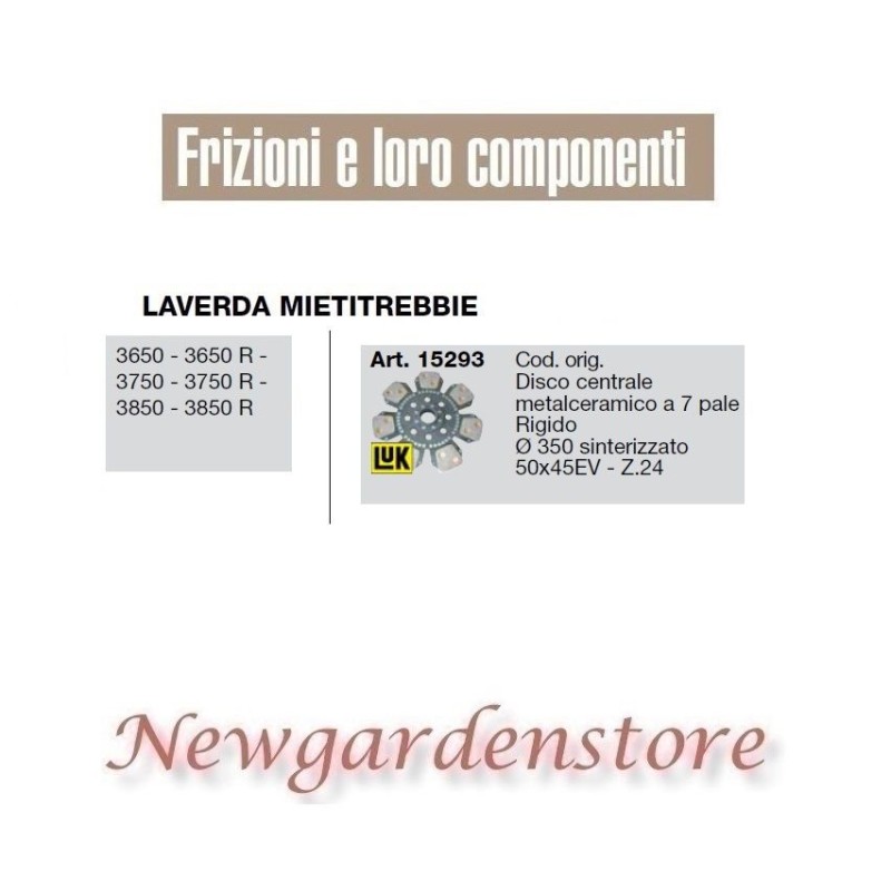 Disco frizione 15293 50x45EV Z24 LAVERDA MIETITREBBIE 3650 3750 3850 R