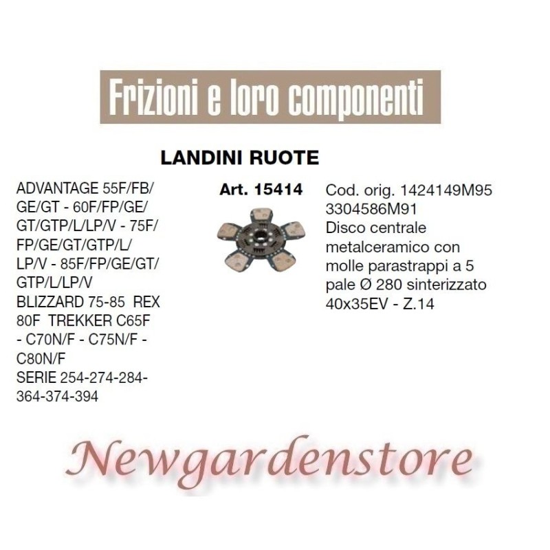 Disco frizione 15414 40x35 LANDINI RUOTE ADVANTAGE BLIZZARD 254 274 284 364 374