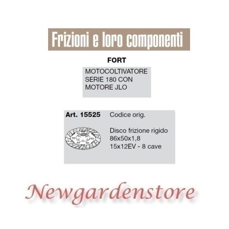 Disco frizione 15525 motocoltivatore serie 180 motore JLO FORT compatibile 8cave | NewgardenAgri.com