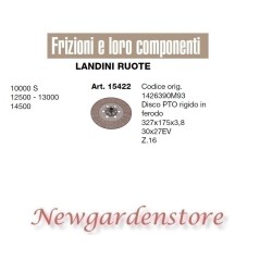 Disco frizione 30x27 327x175x3,8 15422 LANDINI RUOTE 10000 12500 13000 14500 z16 | NewgardenAgri.com