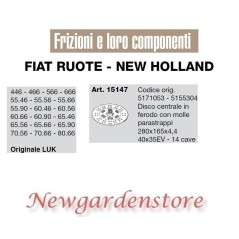 Disque d'embrayage 40x35EV 14cave 446 566 55.46 60.46 LUK 15147 FIAT NEW HOLLAND | NewgardenAgri.com