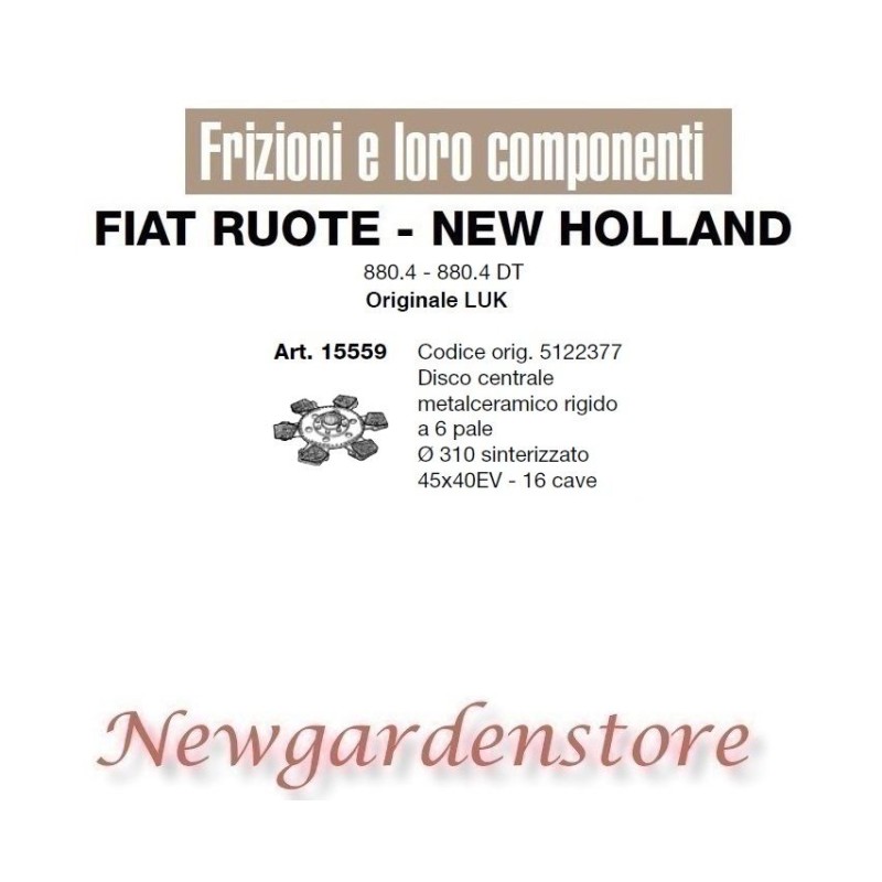 Disque d'embrayage 6pale tracteur 880.4 880.4DT LUK 15559 FIAT NEW HOLLAND 5122377